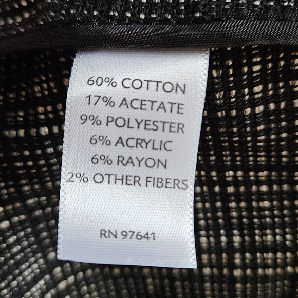 J Jill Black/White Plaid Peplum Jacket With Floral Buttons‎ Size 0 Petite - Picture 8 of 10